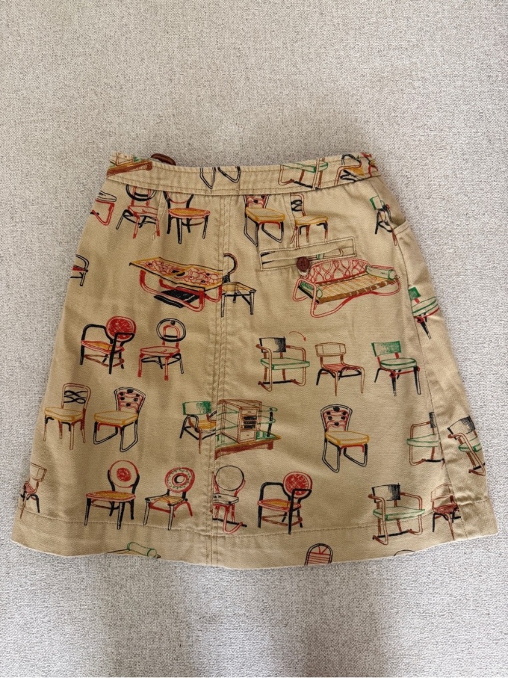 Anthropologie Beige Chair-Print Skirt